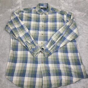 VTG ORVIS Shirt Mens X-Large Plaid Oxford Button Up‎ Cotton Long Sleeve Pocket